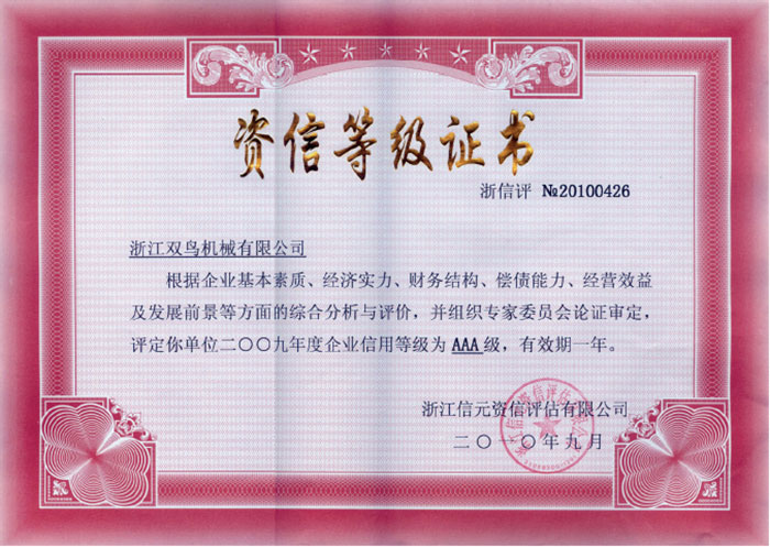 資信等級(jí)證書